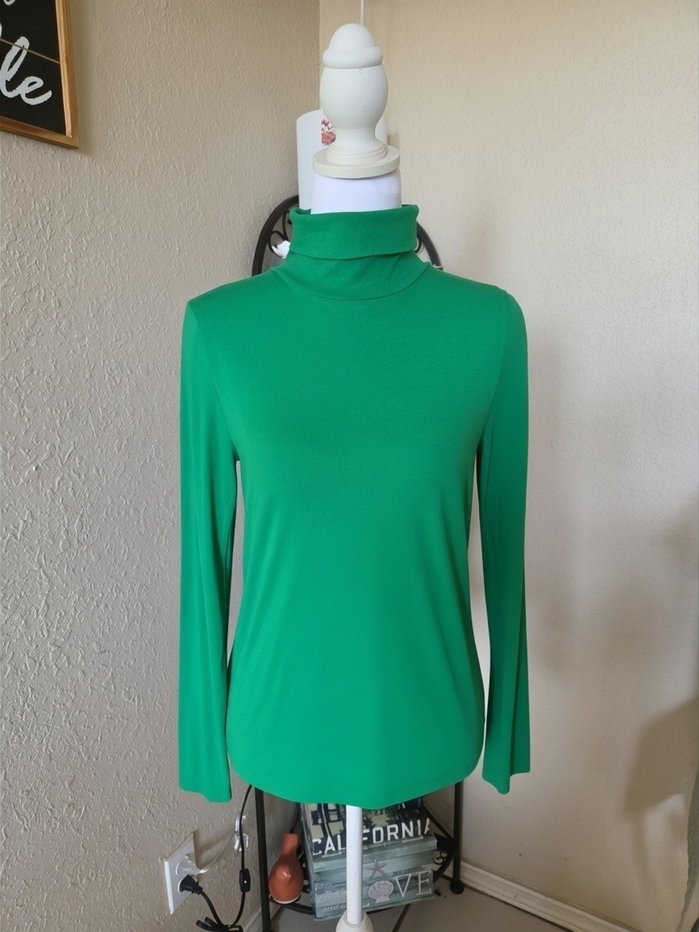 J. Crew Kelly Green Long-Sleeve Turtleneck Top